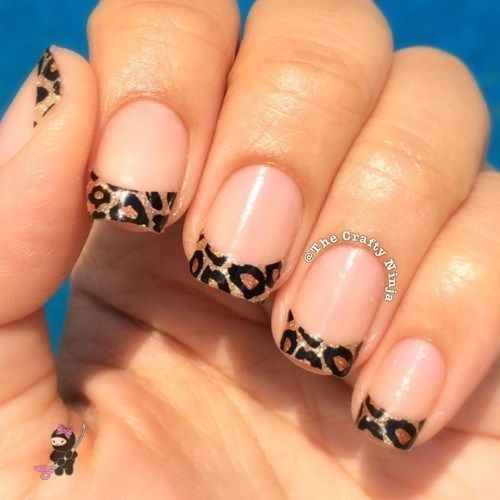 French Tip with Animal Print