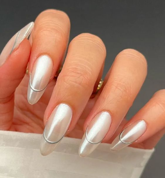 French Tip with a Chrome Finish