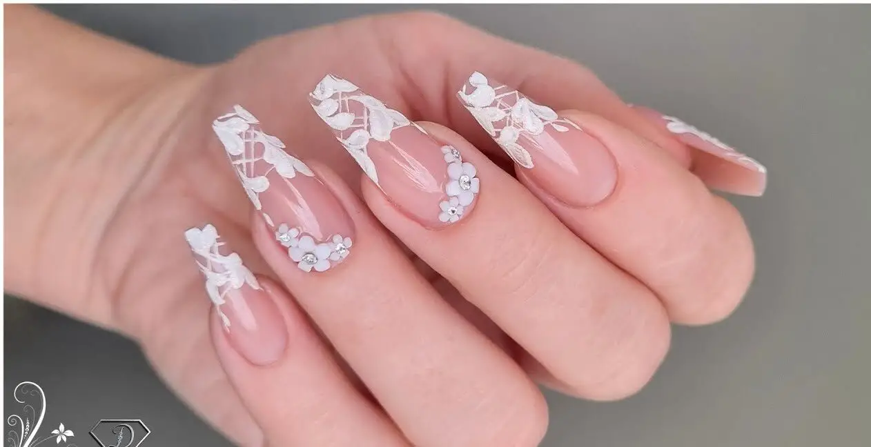 French Tip with a Lace Design