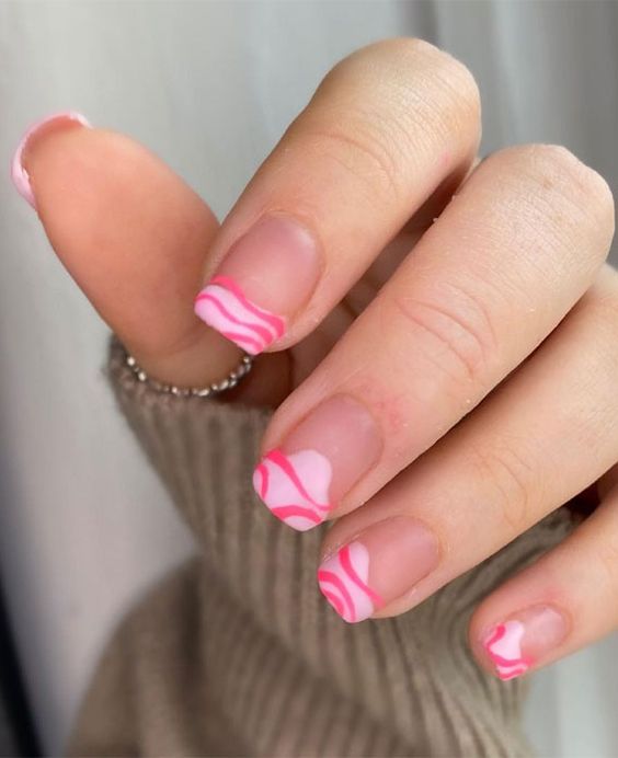 French Tip with a Wavy Line