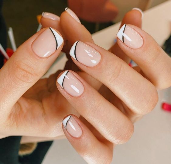 Modern French Tip with a Colored Smile Line